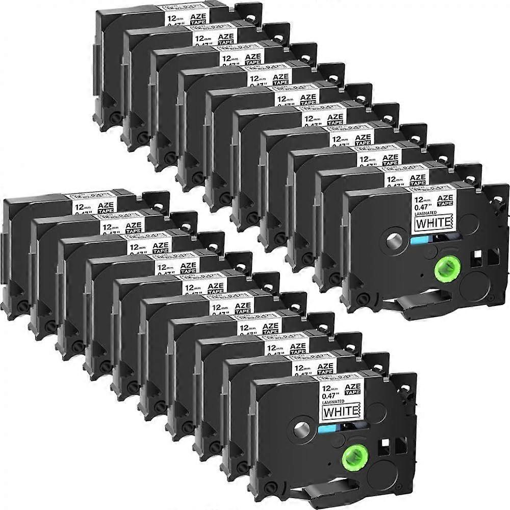 Label Tape 12mm X 8m Laminated TZ TZe 231 Compatible For Label Printers 20 Pack Black On White