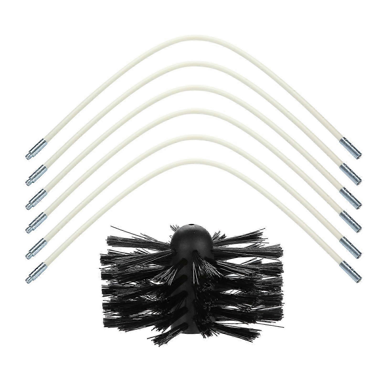 Chimney Sweep Set with 6 Rods, 1 Brush Head, Cleaner Tools Kit