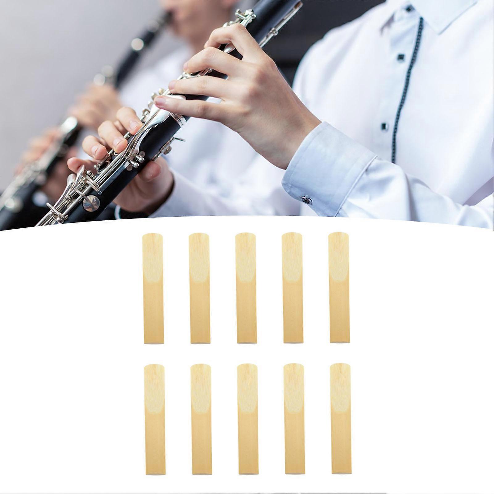 10Pcs Clarinet Reeds Strength 2.5 Portable 70x12mm Clear Sound