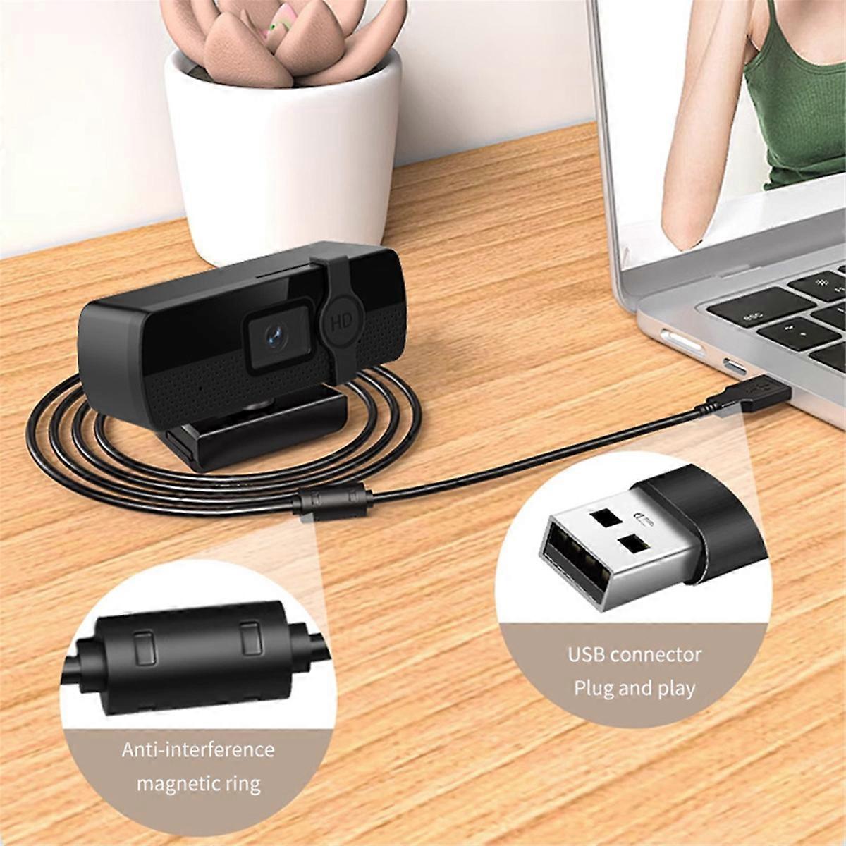 4K Webcam Full HD Web Camera with Microphone USB Plug Autofocus,B