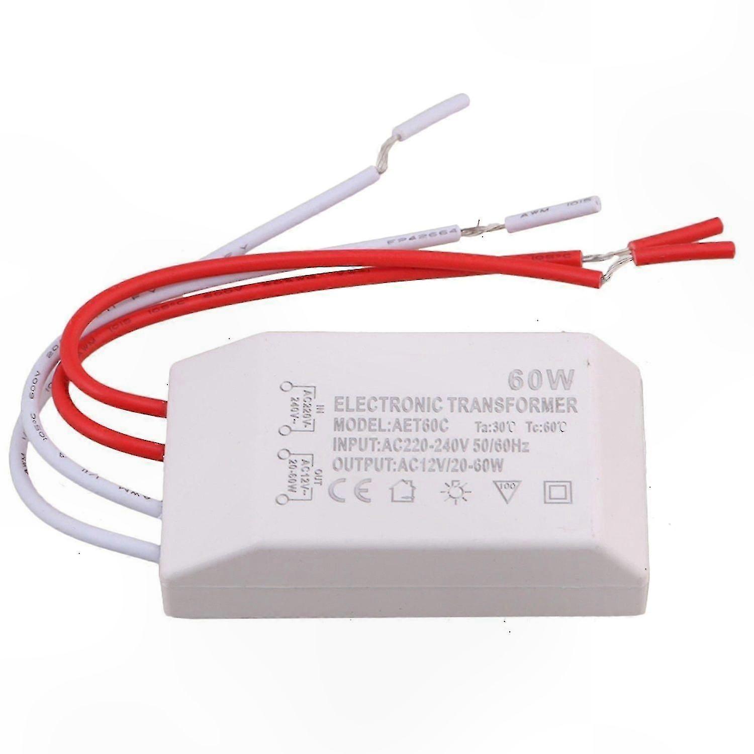 12V AC Electronic Transformer for G4 Halogen Bulbs 60W Compact Size