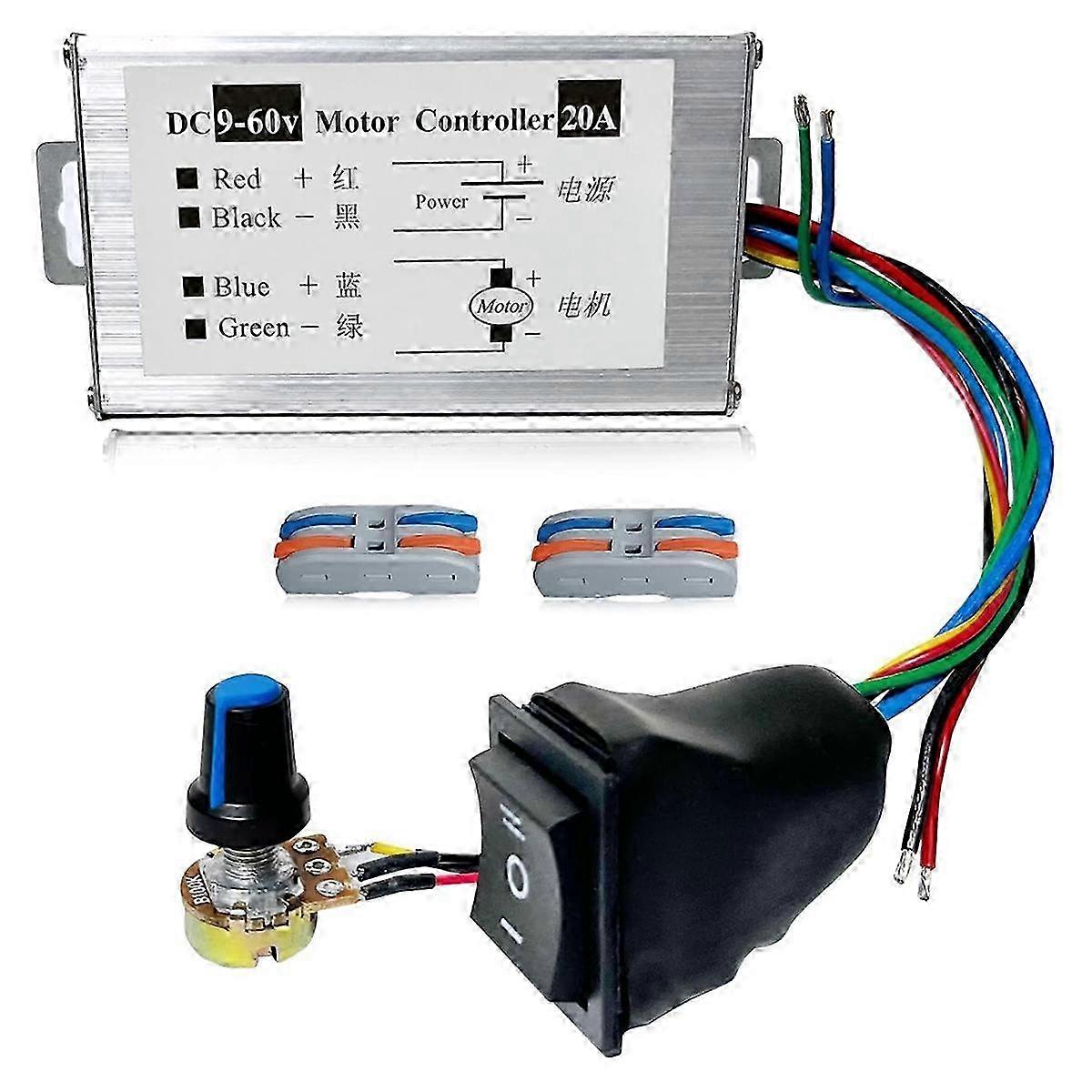 12V 24V 36V 48V 60V DC Motor Speed Controller PWM Regulator with CW CCW Switch for Electric Motors