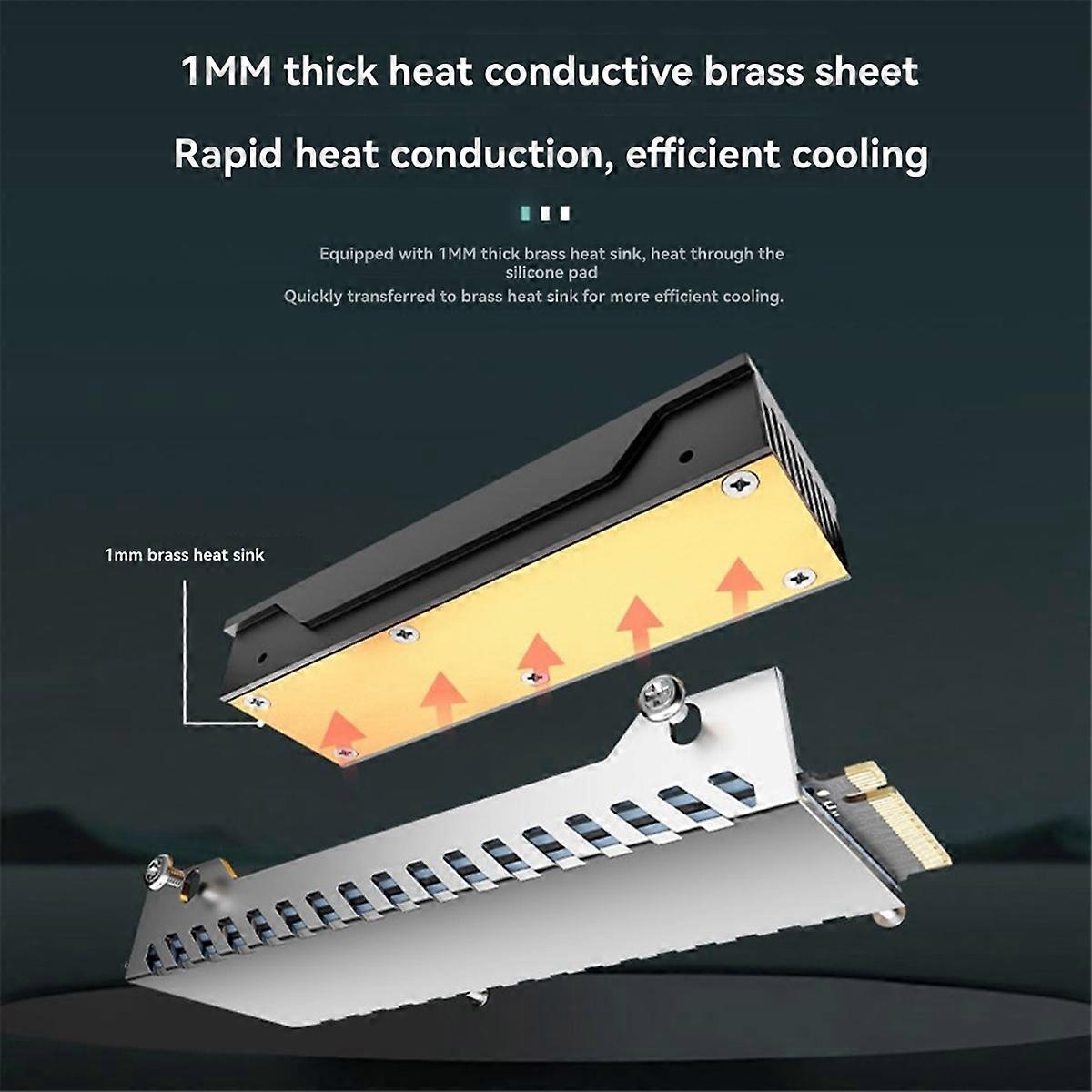 M2 SSD HDD Cooler ARGB Solid State Drive Heat Dissipation Vest NVME SSD2280 Brass Heat Sink M2 Heat Sink with Fan B