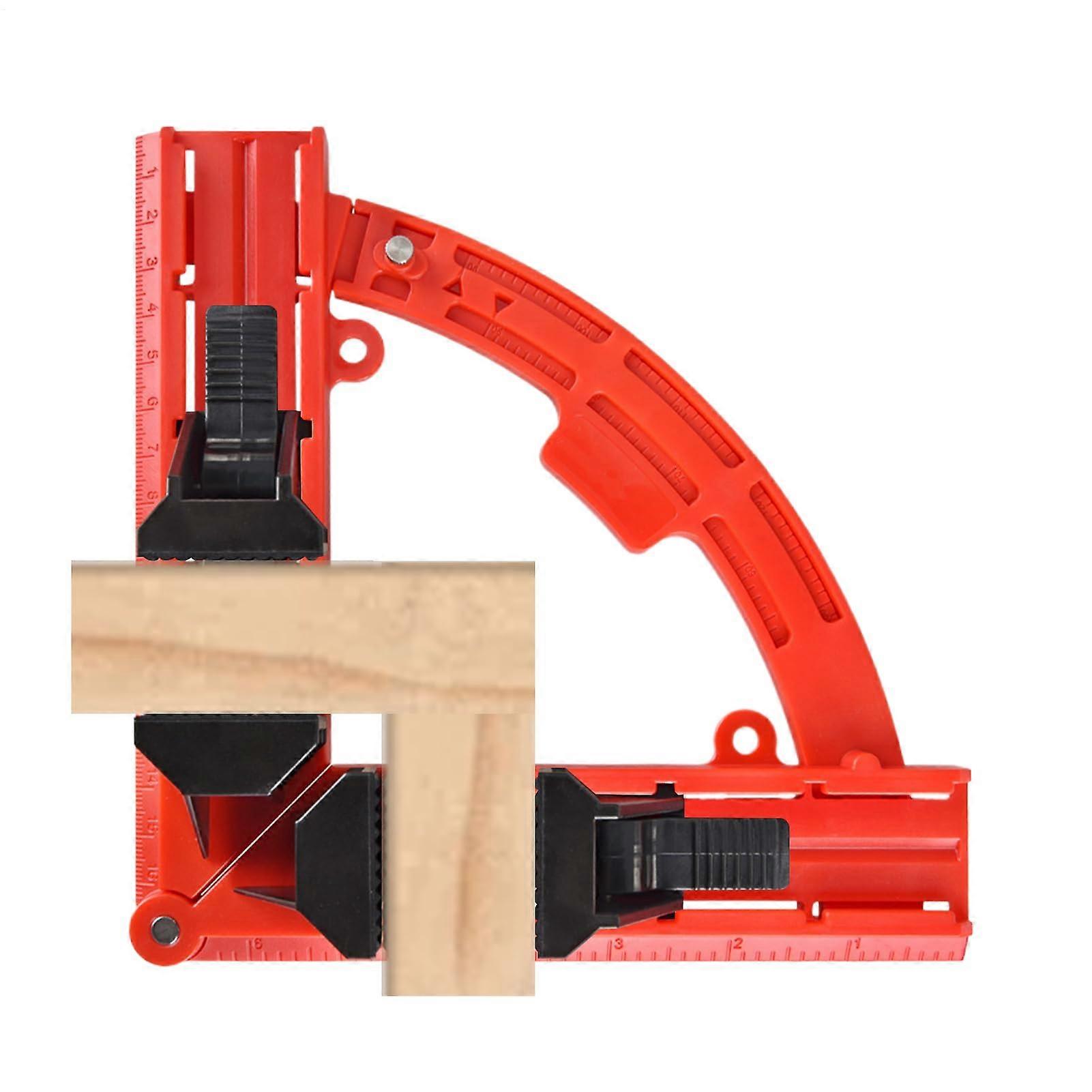Right Angle Clamps For Woodworking, Precision Frame Clamp, Heavy Duty Squaring Brackets, 7.01x7.01x1.81in Red