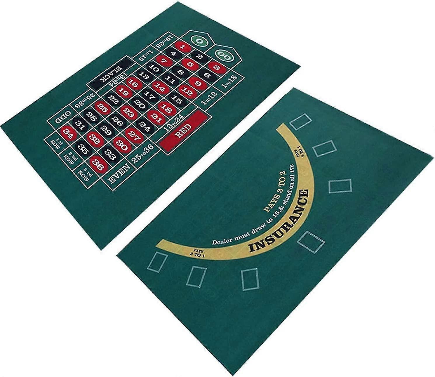 Poker Mat - Texas Hold'em and Blackjack Theme Party Poker Table Mat Reversible Felt Game Mat