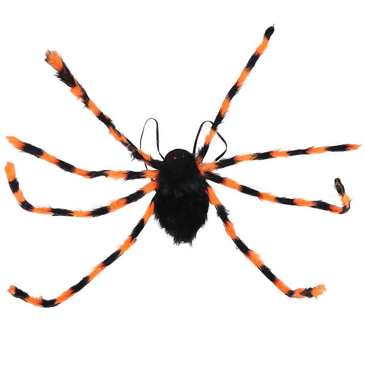 Halloween Realistic Plastic Spiders Simulation Insect Model Orange 90cm Toy For Kids Over 14 Years Old