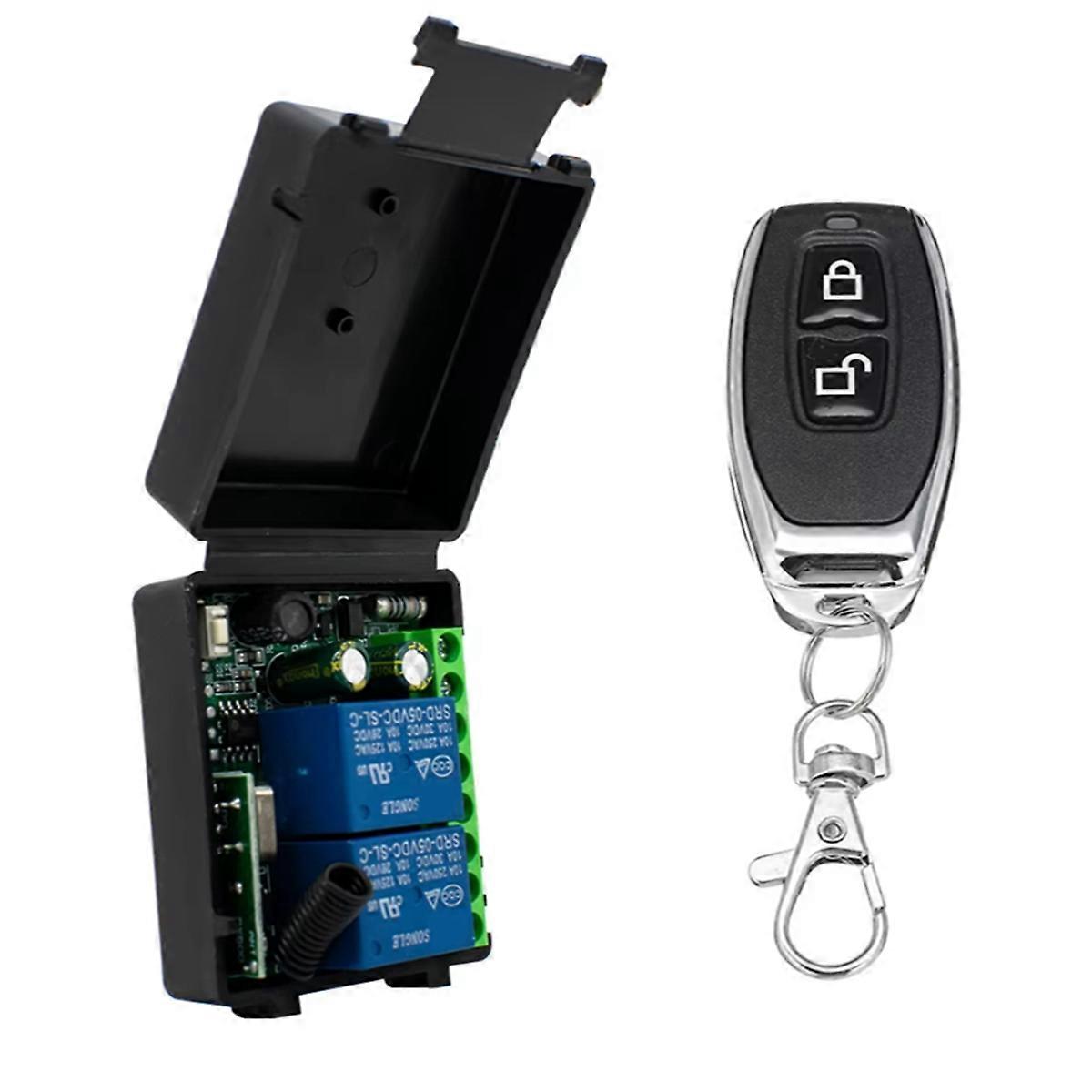 433Mhz Wireless Remote Control Switch AC 85-256V Relay 2CH Receiver Module for Garage Doors, Lighting, Curtains