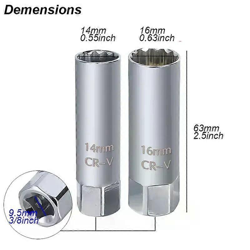 Spark Plug Socket Wrench Key Adapter 14 16mm Install Replace Repair Kit Torque Magnetic Remove Removal Gap Tool AUTO Mechanical