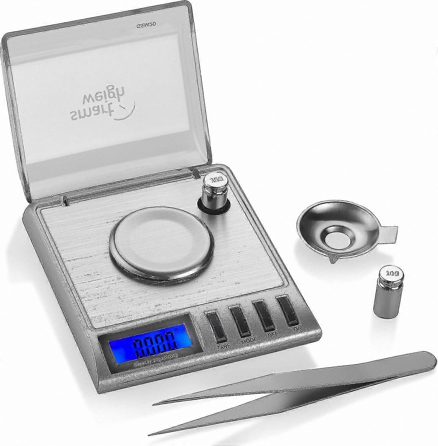 High-Precision Digital Milligram Scale for Jewelry, Gems, and Reloading with Calibration Weights and Tweezers