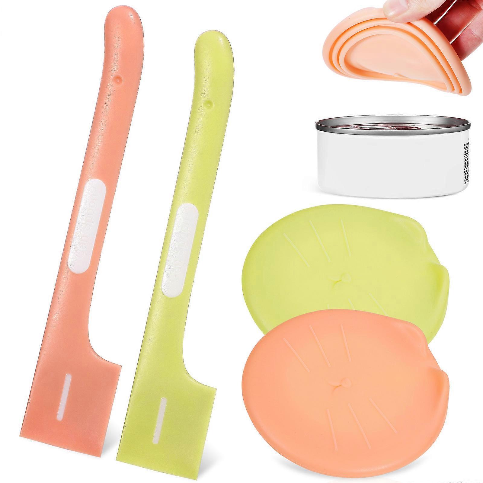 Pet Food Can Cover and Spoon Set Silicone Can Lids for Pet Food 2Sets
