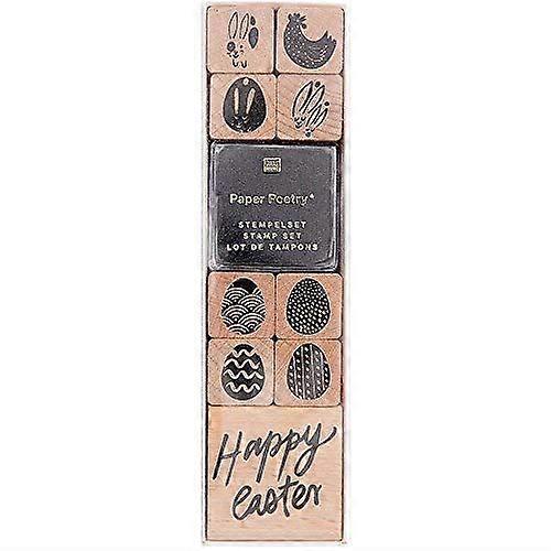 Easter Themed Craft Rubber Ink Stamp Set Scrapbooking with 9 Stamps and Ink