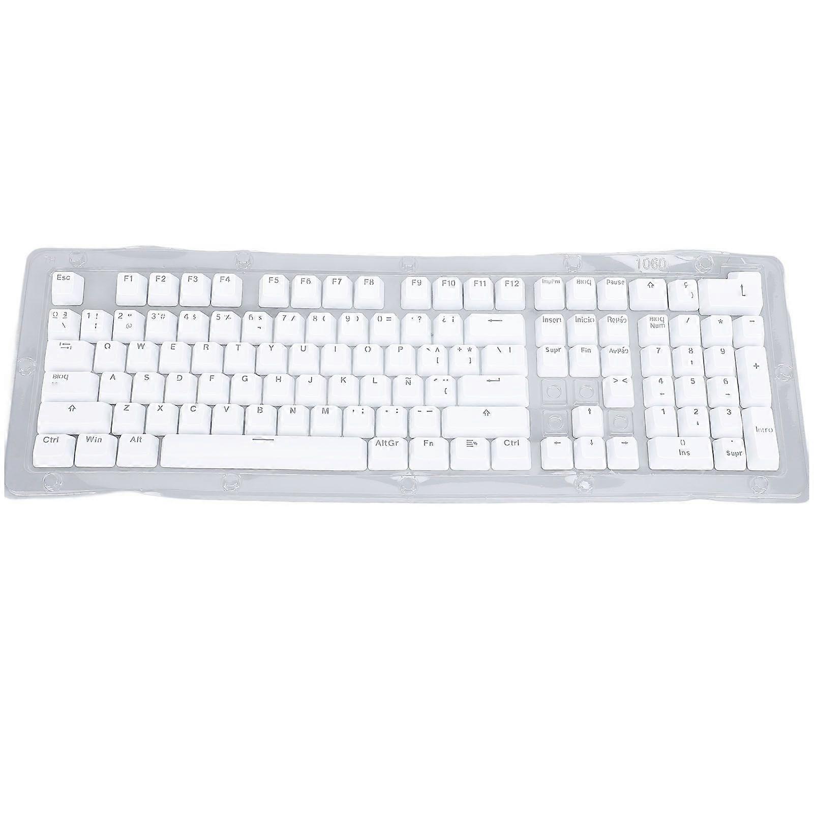 Spanish Keyboard Keycaps 108 Keys Minimalist Mechanical Keyboard Keycaps for 61 64 68 84 87 96 98 100 104 108 Keys Keyboards White