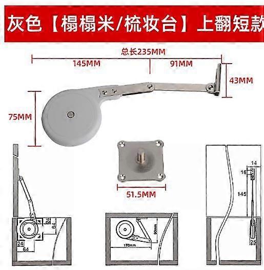 2 stk hydrauliske gasstivere: Tatami Bed Soft Close Låg Support Pneumatisk løftestøttestang Heavy Duty Hydraulisk buffer til skabsdøre