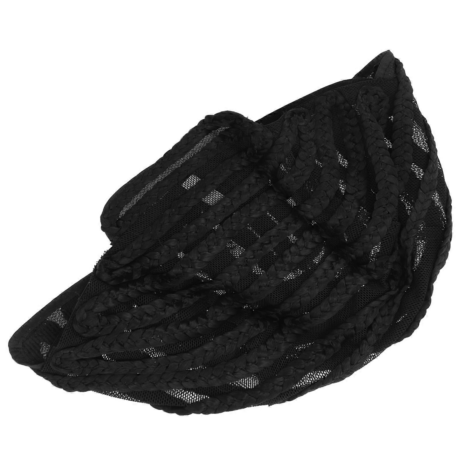 Crotchet Cornrows Caps Black for Wig 2Pcs Comfortable Adjustable Caps