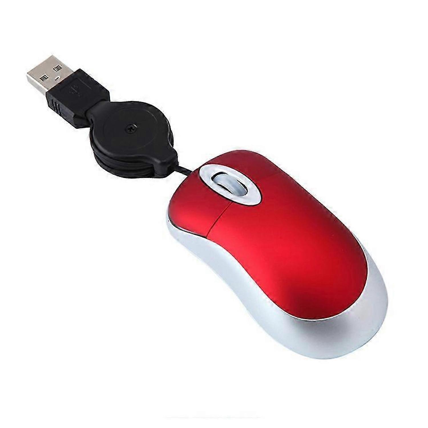 Mini USB Wired Mouse Retractable Cable Tiny Small Mouse 1600 DPI Optical Compact Travel Mice for 98