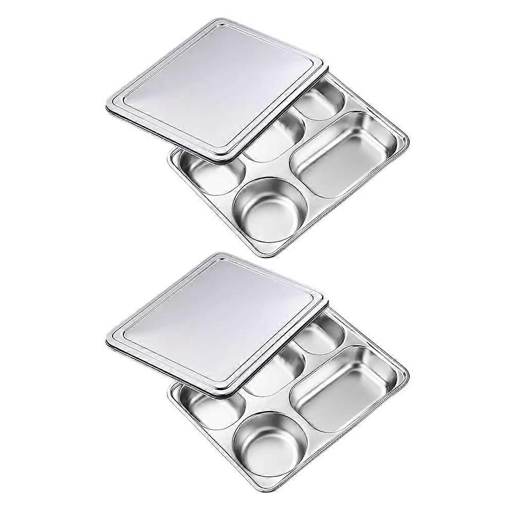 Divided Plate Five Grids Food Storage Plate for Food Storage 2Sets