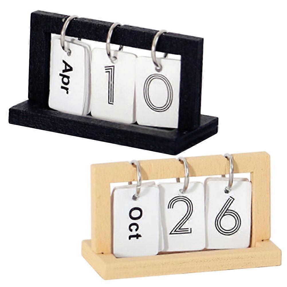 Miniature Calendar Micro Desk Calendar for Decor 2Pcs Assorted Color