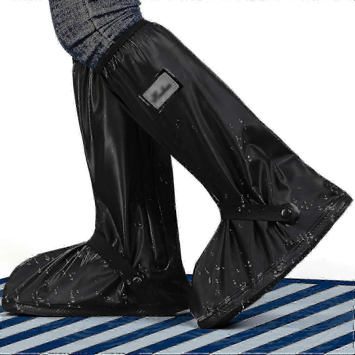 Waterproof Rain Boot Shoe Cover With Reflector, Non-slip Pvc Rainproof Boot Covers With Zipper For Outdoor Sports Hiking Travel