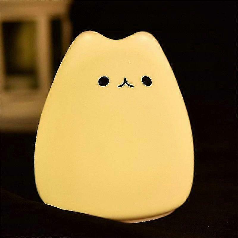 Creative Cat Silicone LED Night Lamp 7color Pat Touch Animal Light Bedroom Bedside Baby Nightlight Child Holiday Gift Decor Lamp
