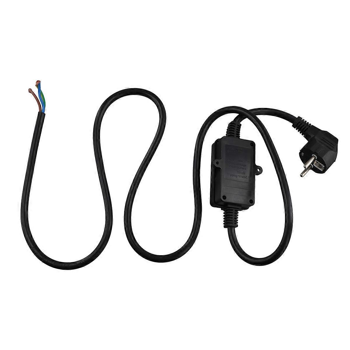 FI Circuit Breaker Socket Residual with Cable, EU Plug Black