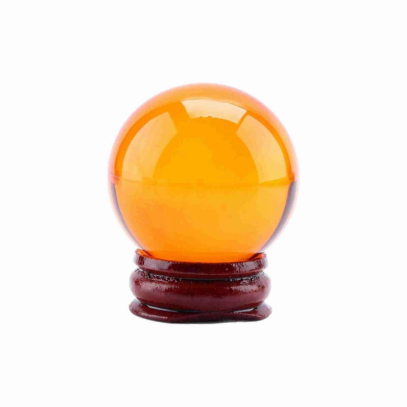 1Pc Asian Rare Natural Quartz Amber Color Crystal Healing Ball Sphere 40mm+Stand