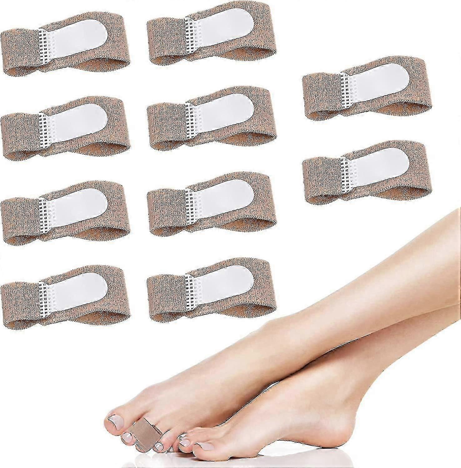 10-Piece Fabric Toe Splints for Correcting Crooked Toes - Comfortable Toe Alignment Solution
