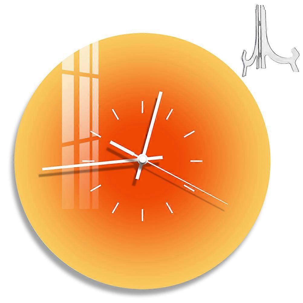 3Pcs Acrylic Wall Clock Decorative Wall Hanging Clock for Home Use Orange