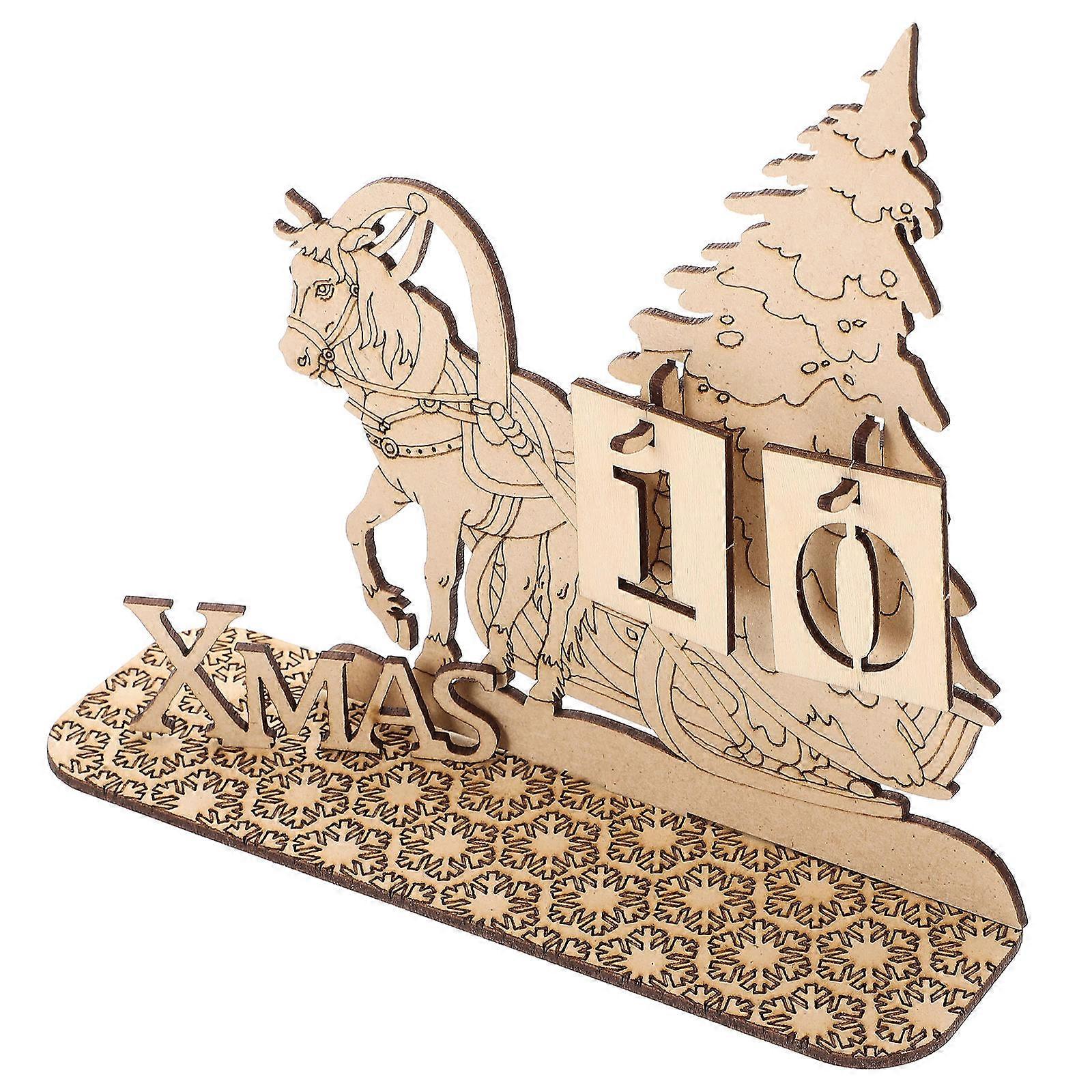 DIY Advent Calendar Wooden Xmas Countdown Calendar For Bedroom Christmas Party Festive Decor 19.5X19X6CM Golden Handmade 3 Sets