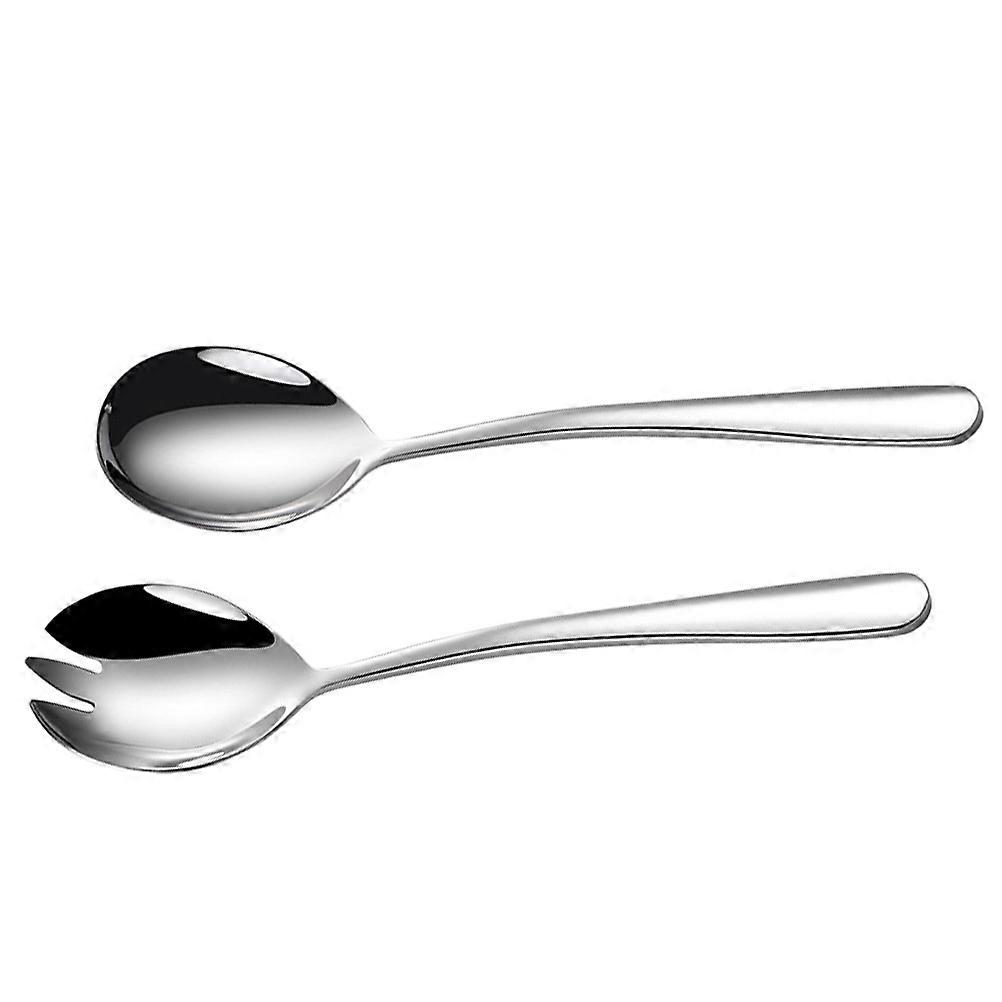 Salad Spoon and Fork Stainless Steel Set for Serving 3Sets Silver