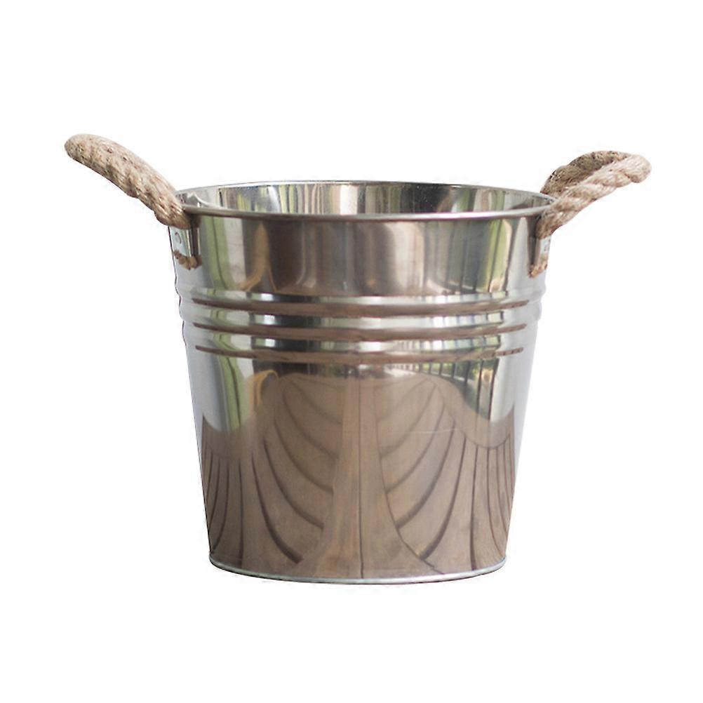 Creative Plant Container Flower Bucket for Storage Use 3Pcs Silver Set