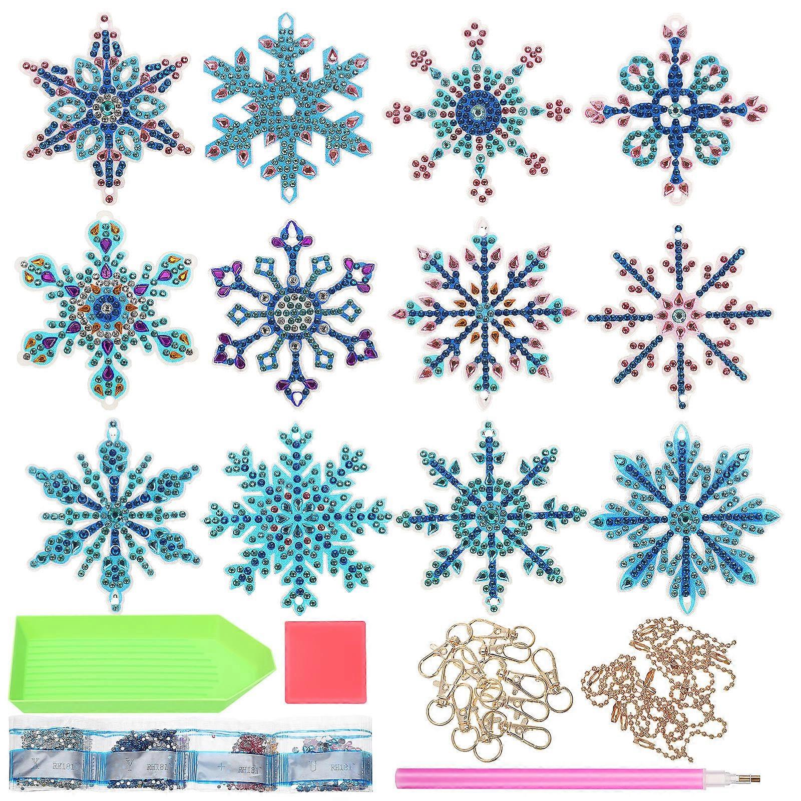 Snowflake Hanging Ornaments for Decoration 5Sets Acrylic Keychain Charms