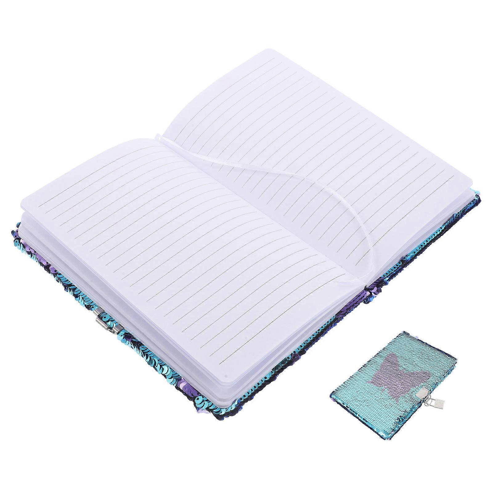 Rectangular Sequin Lock Diary Girls Embroidery Organizer Sparkly Accessories Daily Journaling 21.50X15.00X1.50CM 1Set