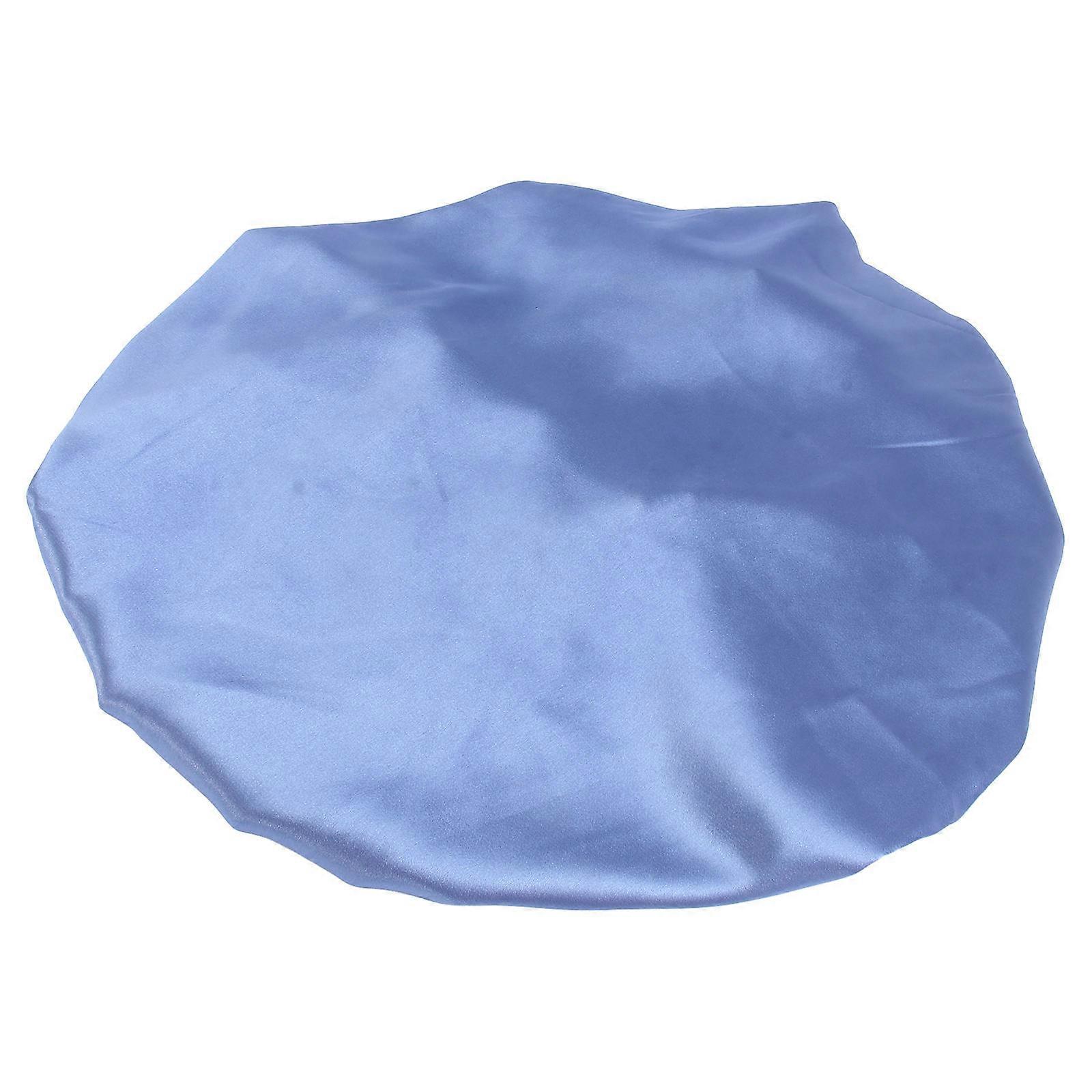 Blue Satin Shower Cap Double Layer Bath Cap for Women 2Pcs