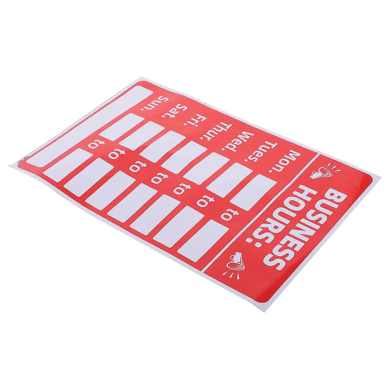 Autocollant d'heures d'ouverture, réinscriptible, résistant au soleil, à l'huile, imperméable, adhésif, 1 pièce