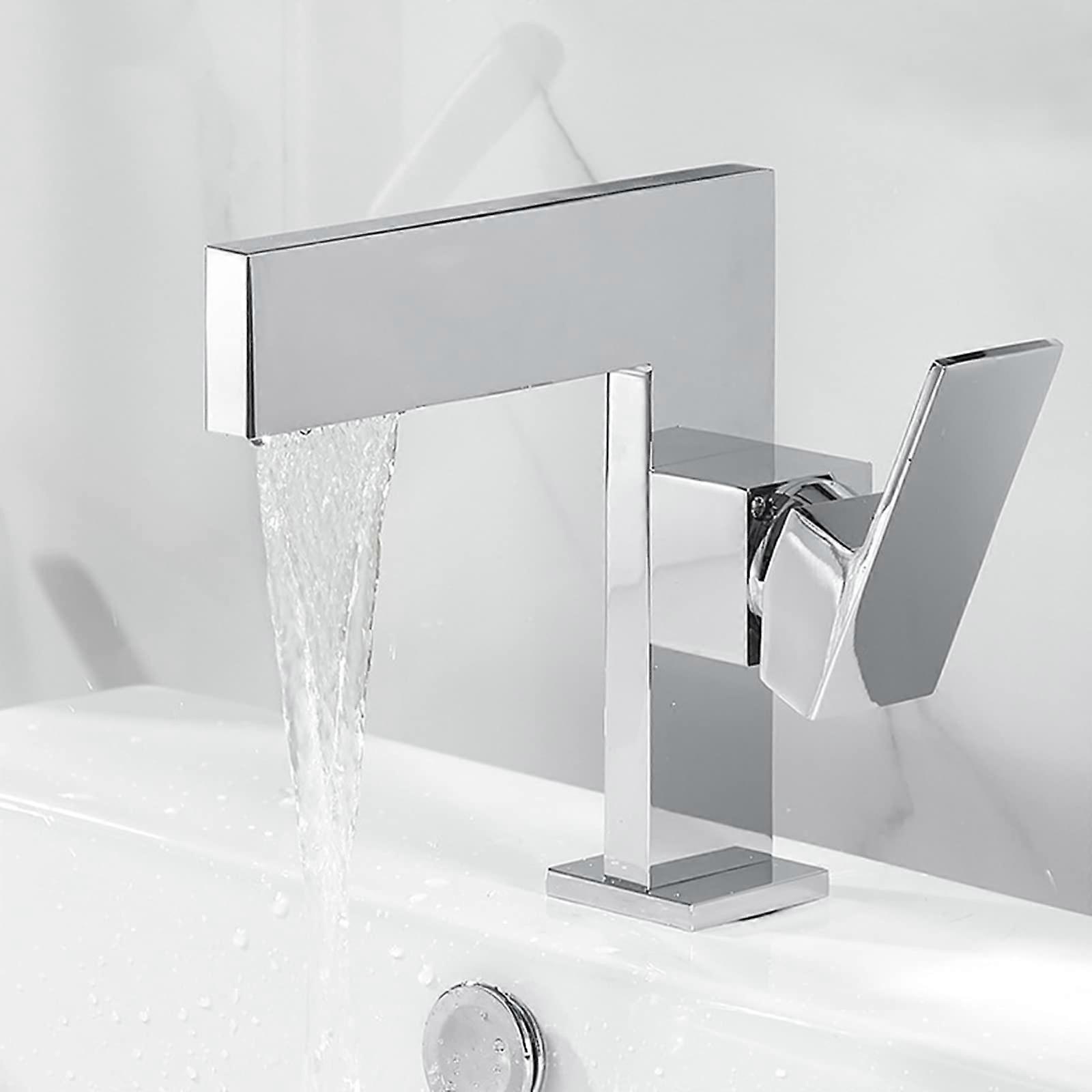 Faucets Brass Basin Taps Waterfall Style Basin Mixer Tap Chrome Finish For Bathroom Sink