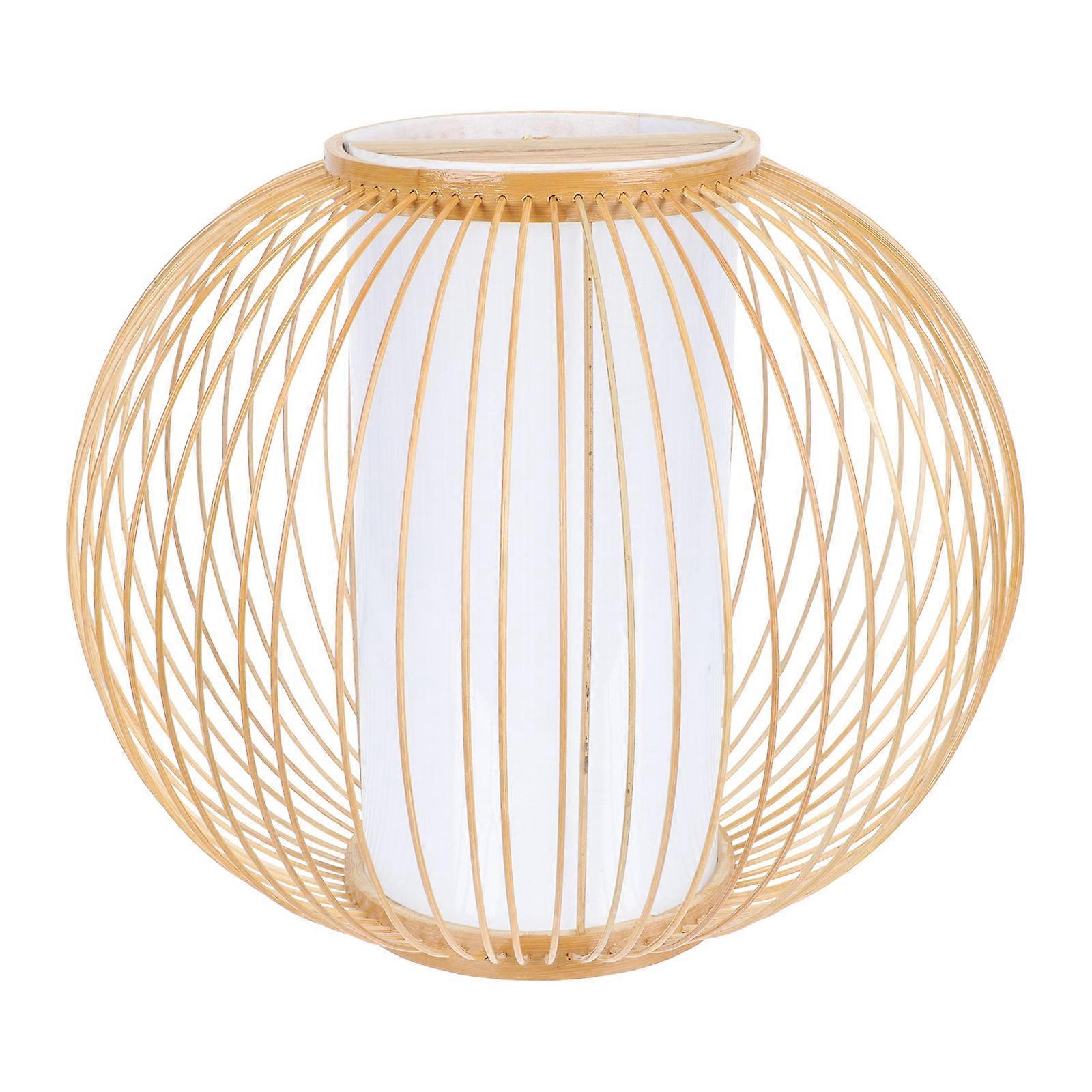 1Pcs Bamboo Woven Lampshade for Home Use Khaki Lantern Light Cover