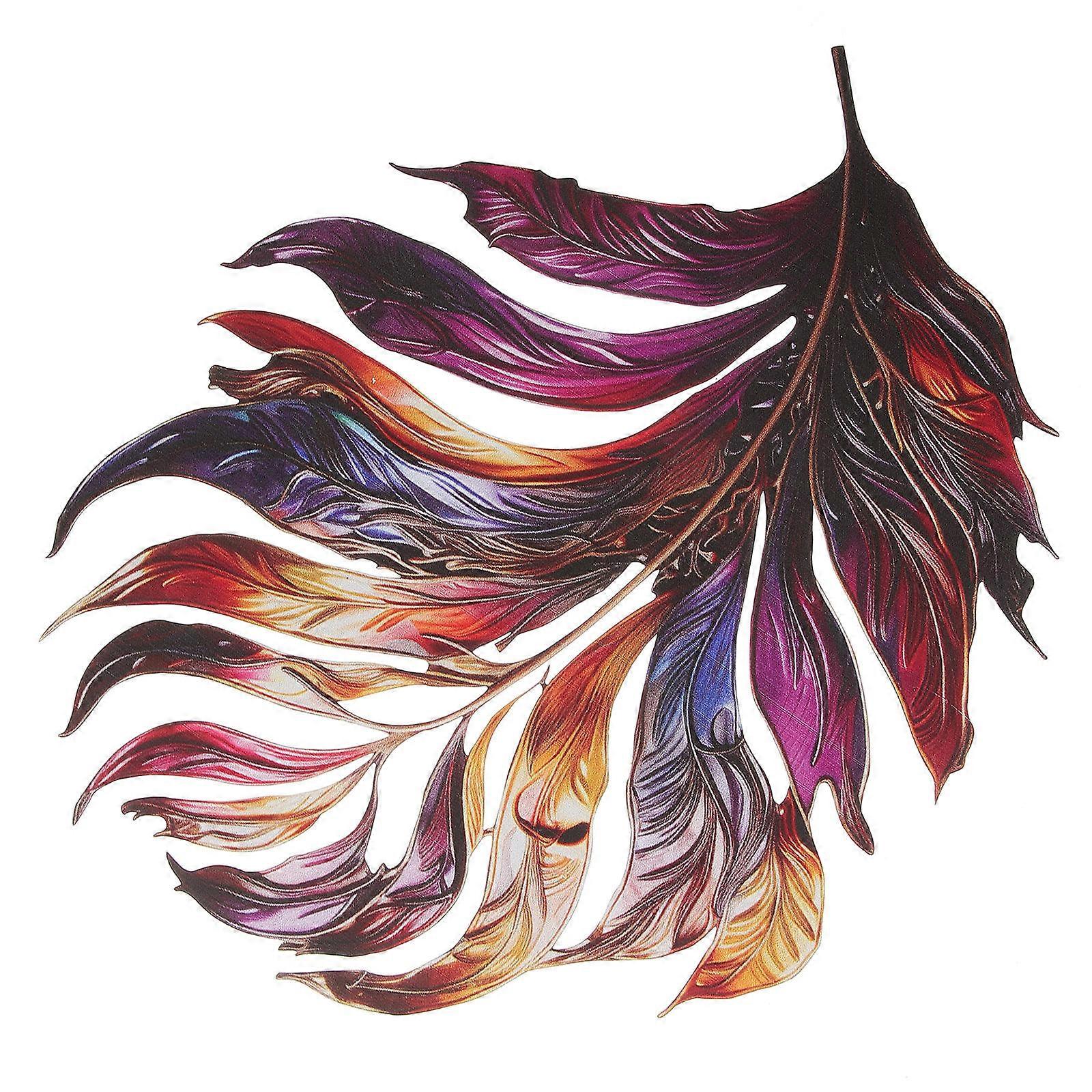 Handmade Craftsmanship Iron Plume Wall Art Decor Multi Colored For Homeowners 1Set