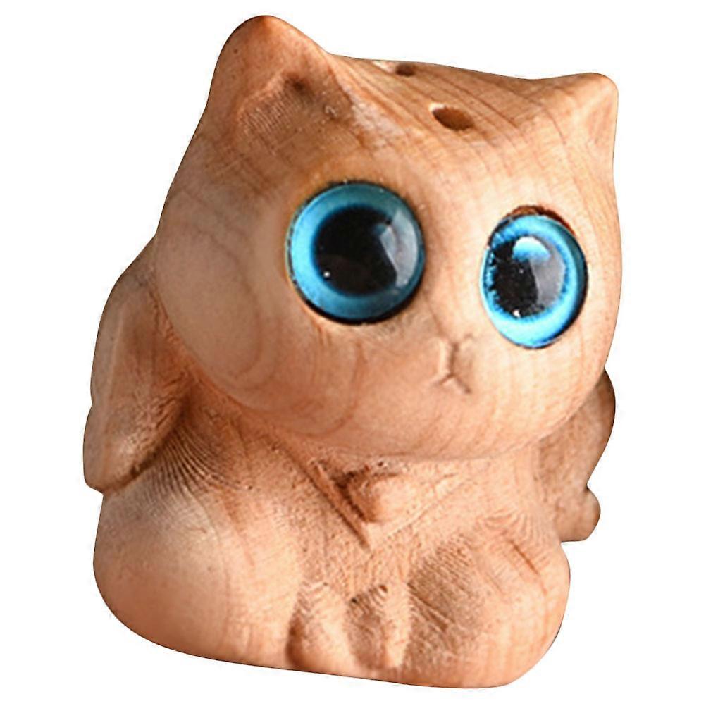 Light Brown Wooden Cat Pendant for Keychain 2Pcs Kitten Charms