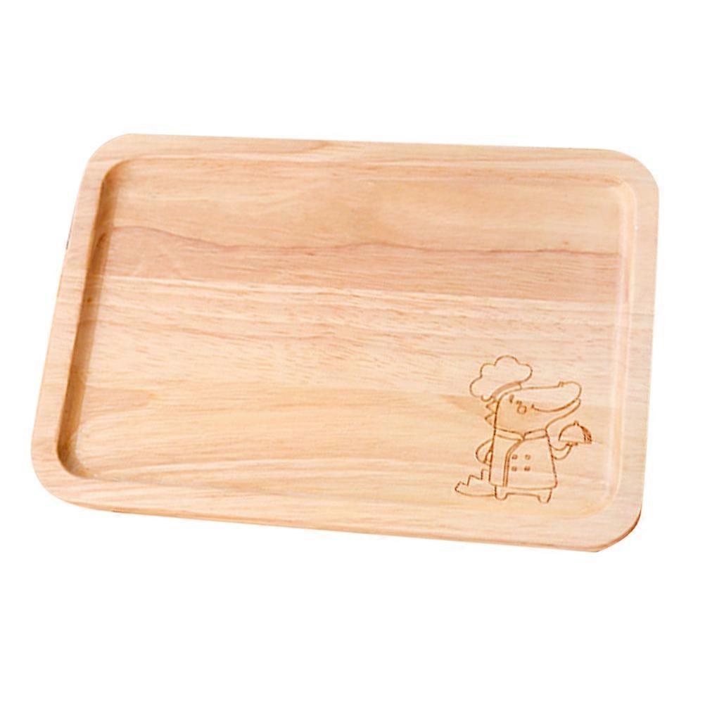 Wood Fruit Plate Desktop Wood Tray Rectangular Shape Vintage Style Kitchen Use Tableware 22.00X14.60X1.50CM 1Set