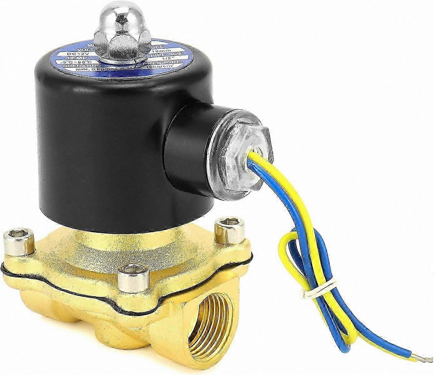 12V DC Normally Closed Brass Solenoid Valve with 1/2" NPT Thread and Seal