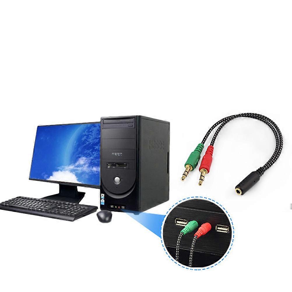 Pc Audio Adapter Female to 2 Male Headset Splitter for Computer Use