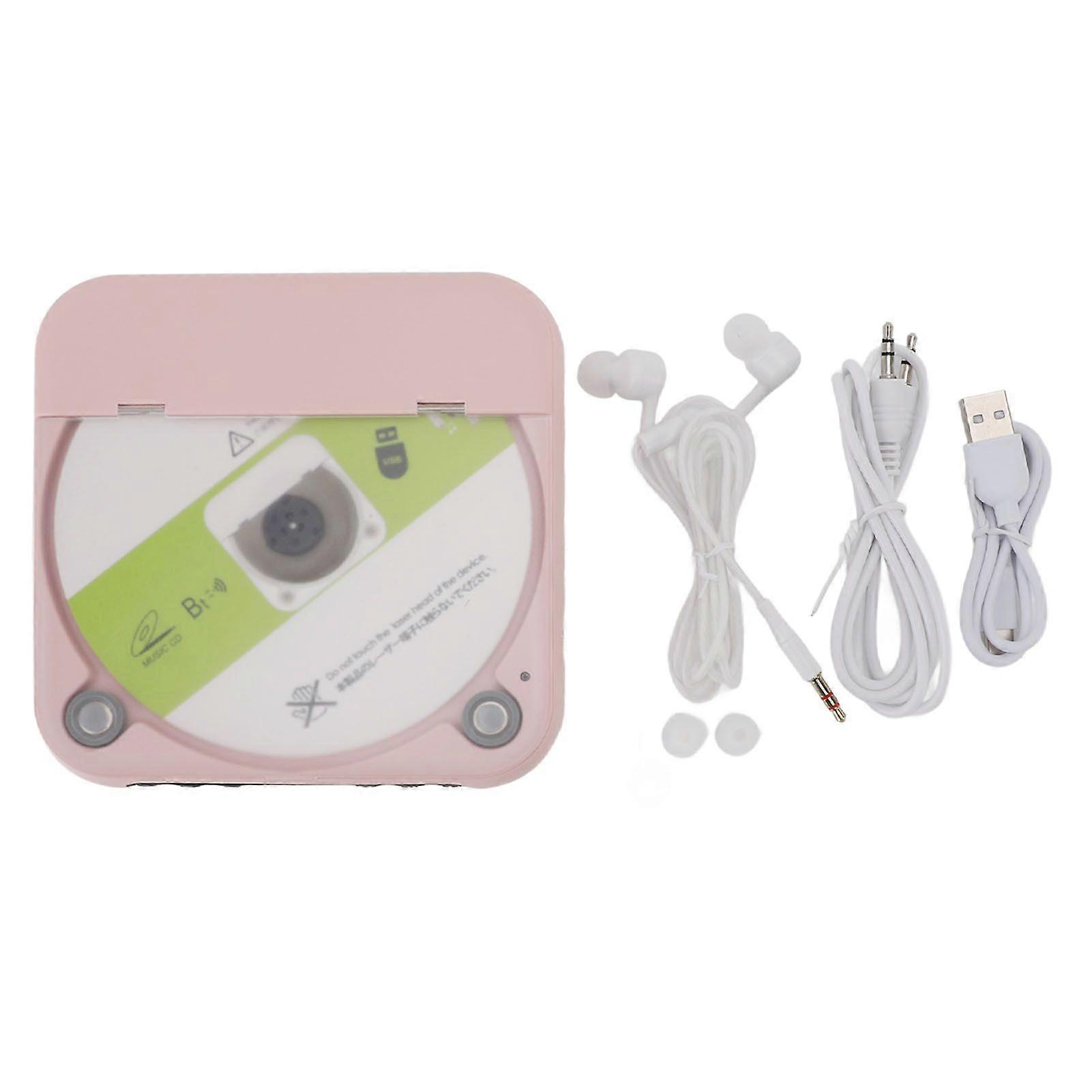 Portable CD Player with Earphones Support CD USB AUX Input Rechargeable Bluetooth Music Player for Home Car Travel