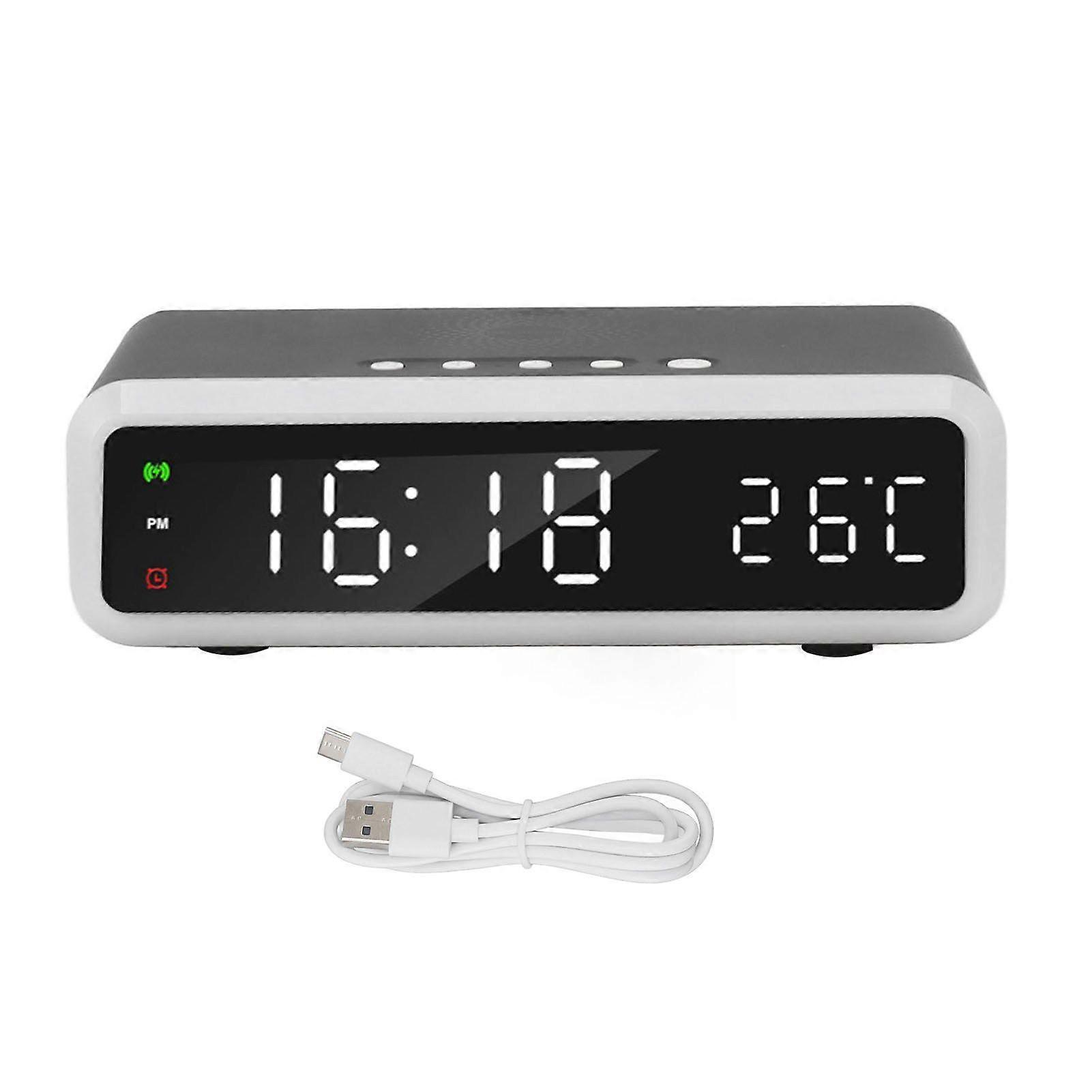 15W Alarm Clock Charger HD Display Show Time Date Temperature 4 Brightness Multifunctional Alarm Clock for IOS Andriod Black