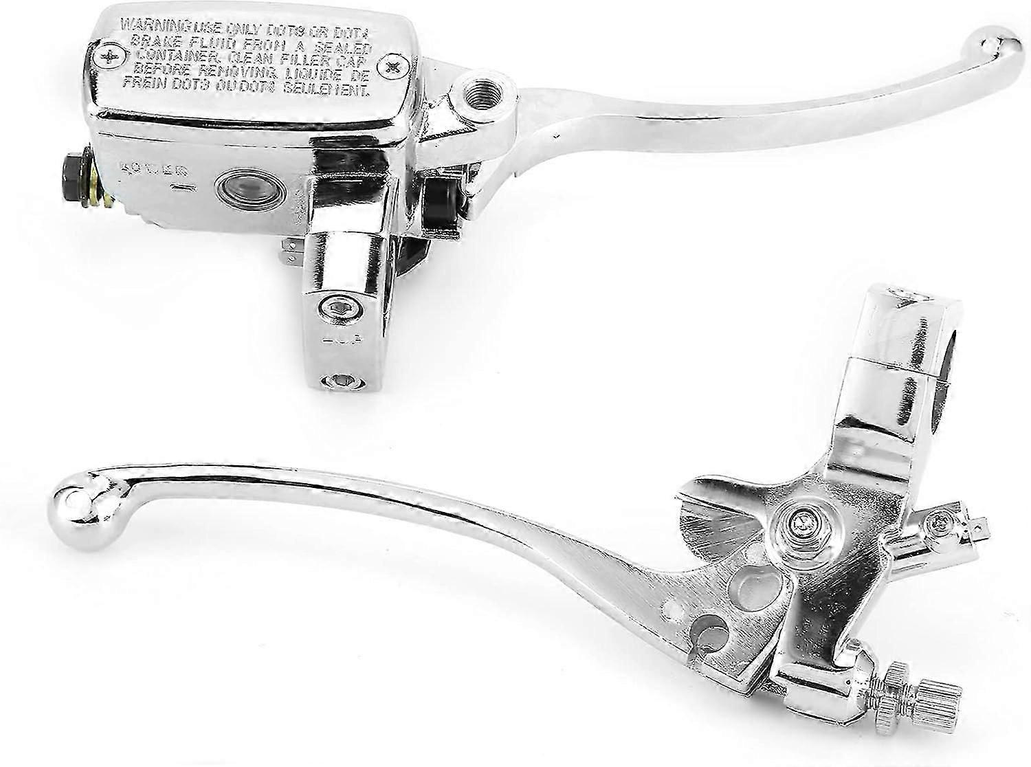 Universal Motorcycle Handlebar Hydraulic Brake Clutch Master Cylinder Lever Assembly Silver Universal for 1 inch Handlebar
