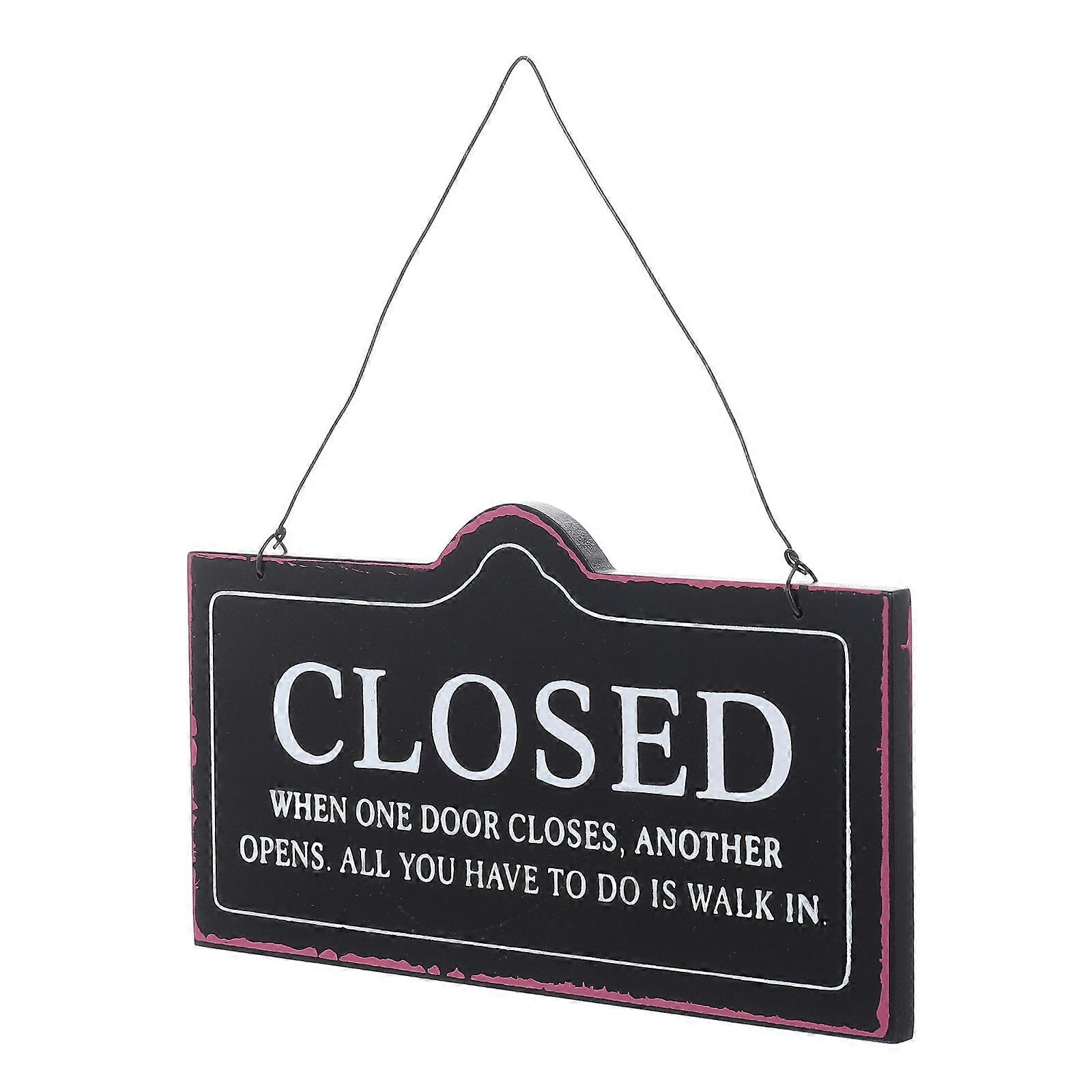 Wear-Resistant Open Closed Sign Black Wooden Show Status Easily Decorative Open Sign for Door