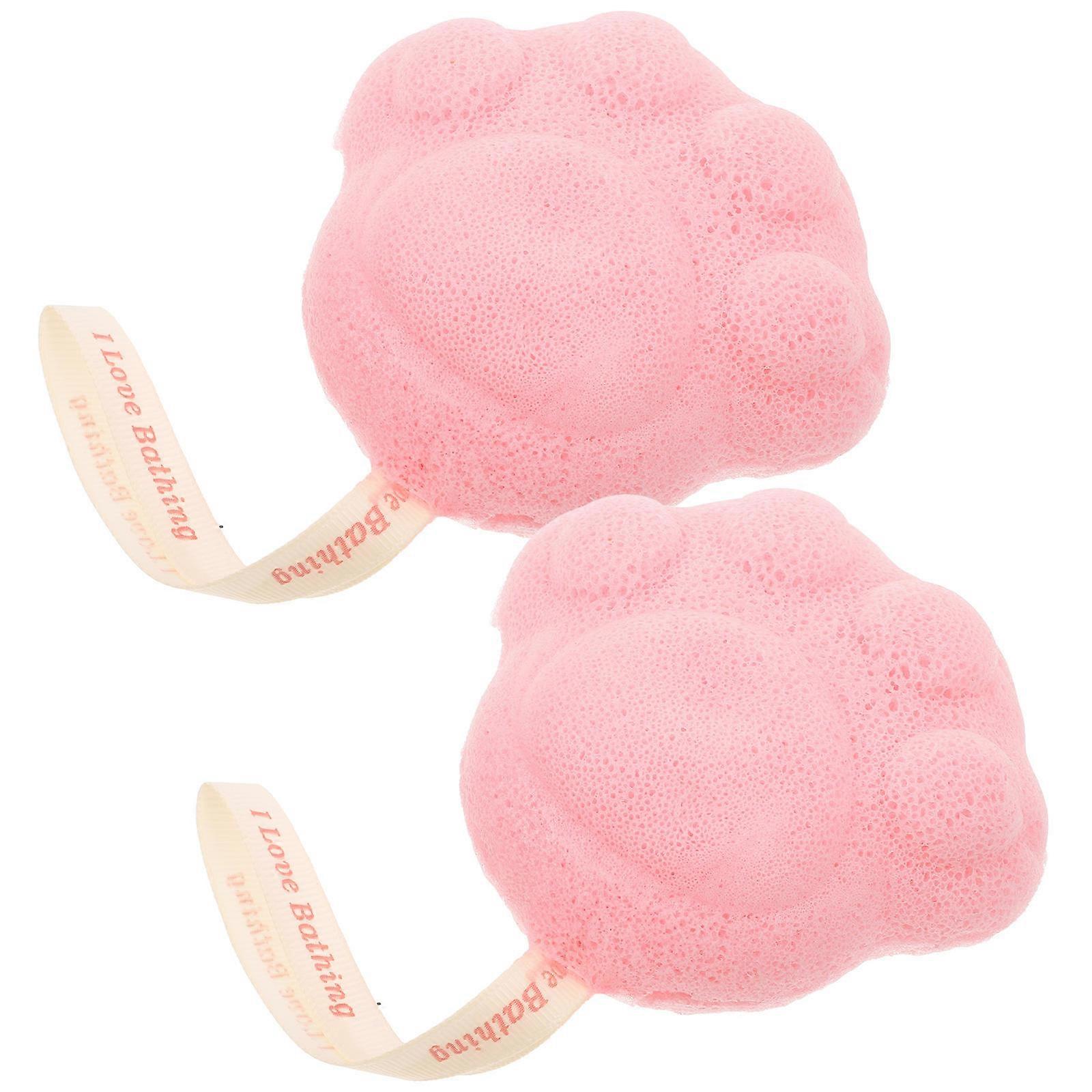 Lovely Sponge Bath Brush for Shower Back Scrubber 6Pcs Set Pink