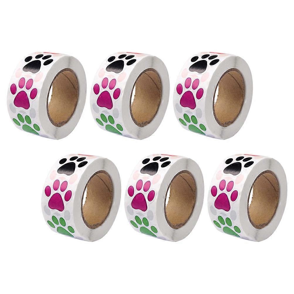 Puppy Stickers 6 Rolls Animal Paw Print Decals For Teachers Reward Suitable For Preschool Grades