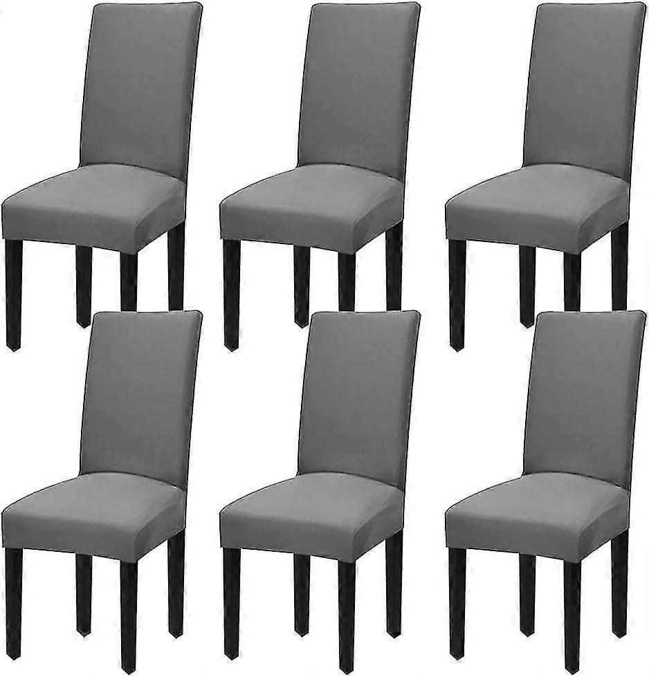 椅子カバー6ピースストレッチチェアカバーダイニングルームホテルの結婚式の装飾のための取り外し可能な洗えるモダンなハイバックチェアカバー(グレー、6個)