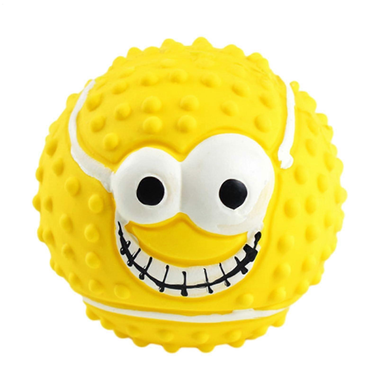 Squeaky Dog Ball Chew Toy Spiky Texture Soft Plush Balls Interactive Play Teething Relief Fetch Training Indoor Yellow