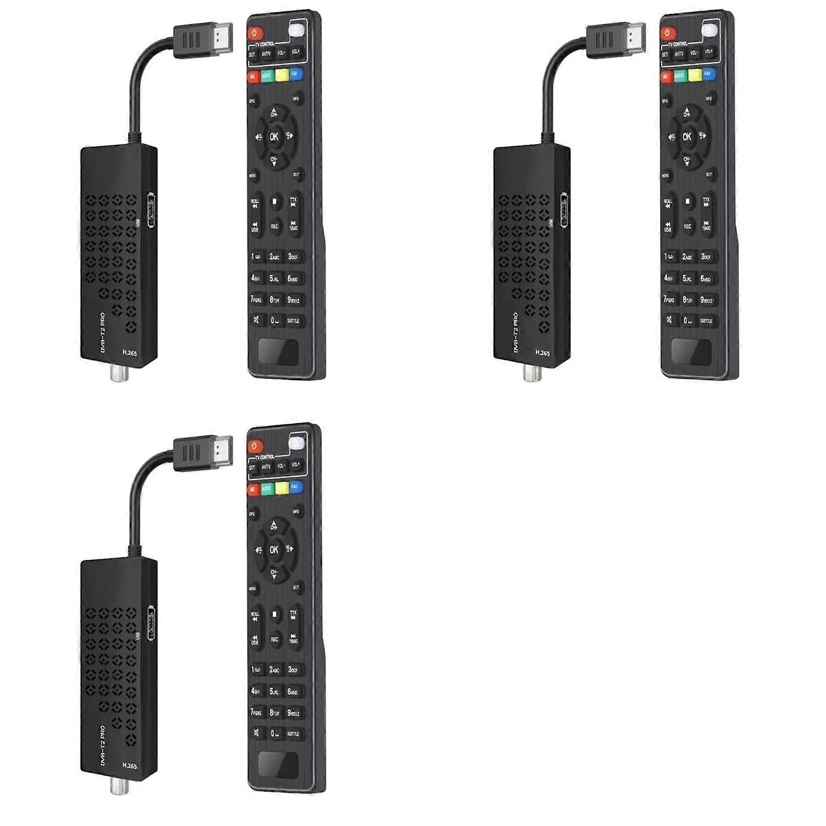 3X TDT HD Decoder HDMI-Compatible Tuner DVB T2 H265 HD Decoder TDT HD Euroconnector Full HD 1080p for WiFi EU PLUG